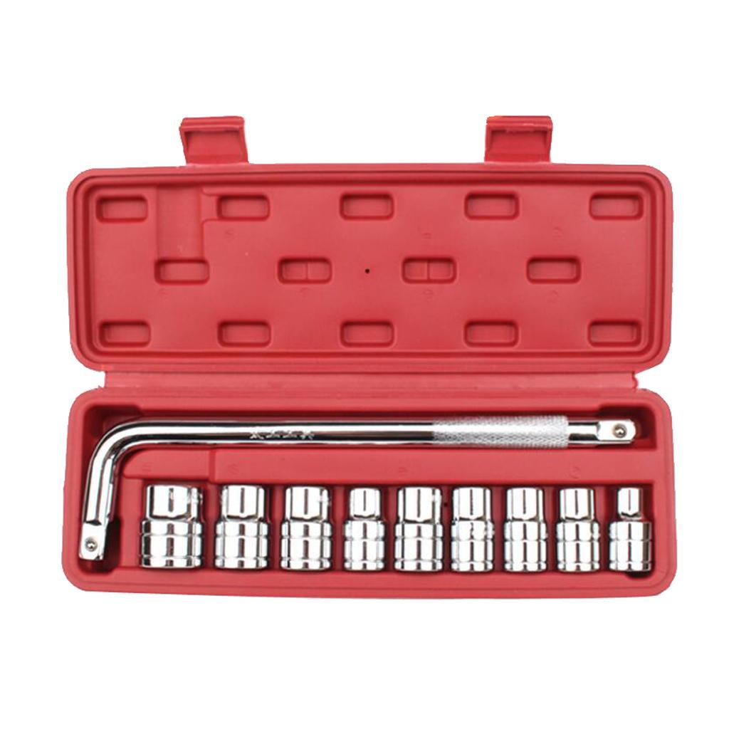 10pcs Automobile Motorcycle Repairing Tool Socket Wrench Set With Case
