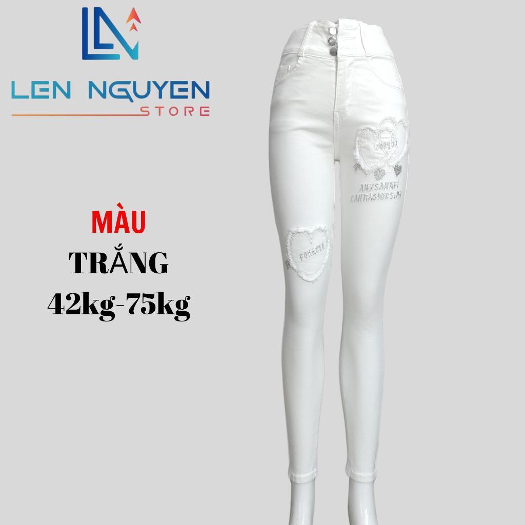 D38_Quần jean nữ, dài, lưng cao, quần bò nữ dáng ôm, quần rin nữ có big size, cho 42kg đến 75kg,LEN NGUYEN STORE