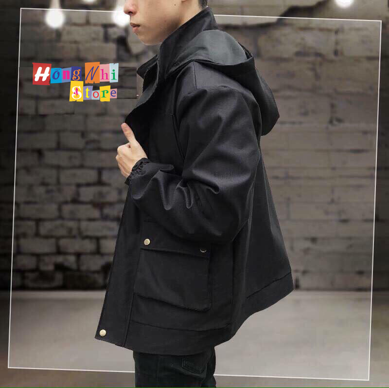 Áo Khoác JACKET KAKI 2 TÚI DÁNG RỘNG DÀI MÀU Đen - JACKET KAKI UNISEX TAN - MM