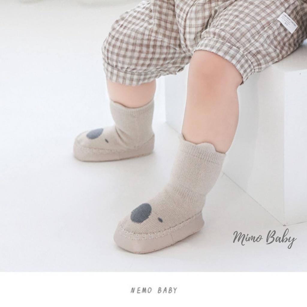 Giày tất tập đi chống trơn trượt hình gấu cho bé mimo baby T08