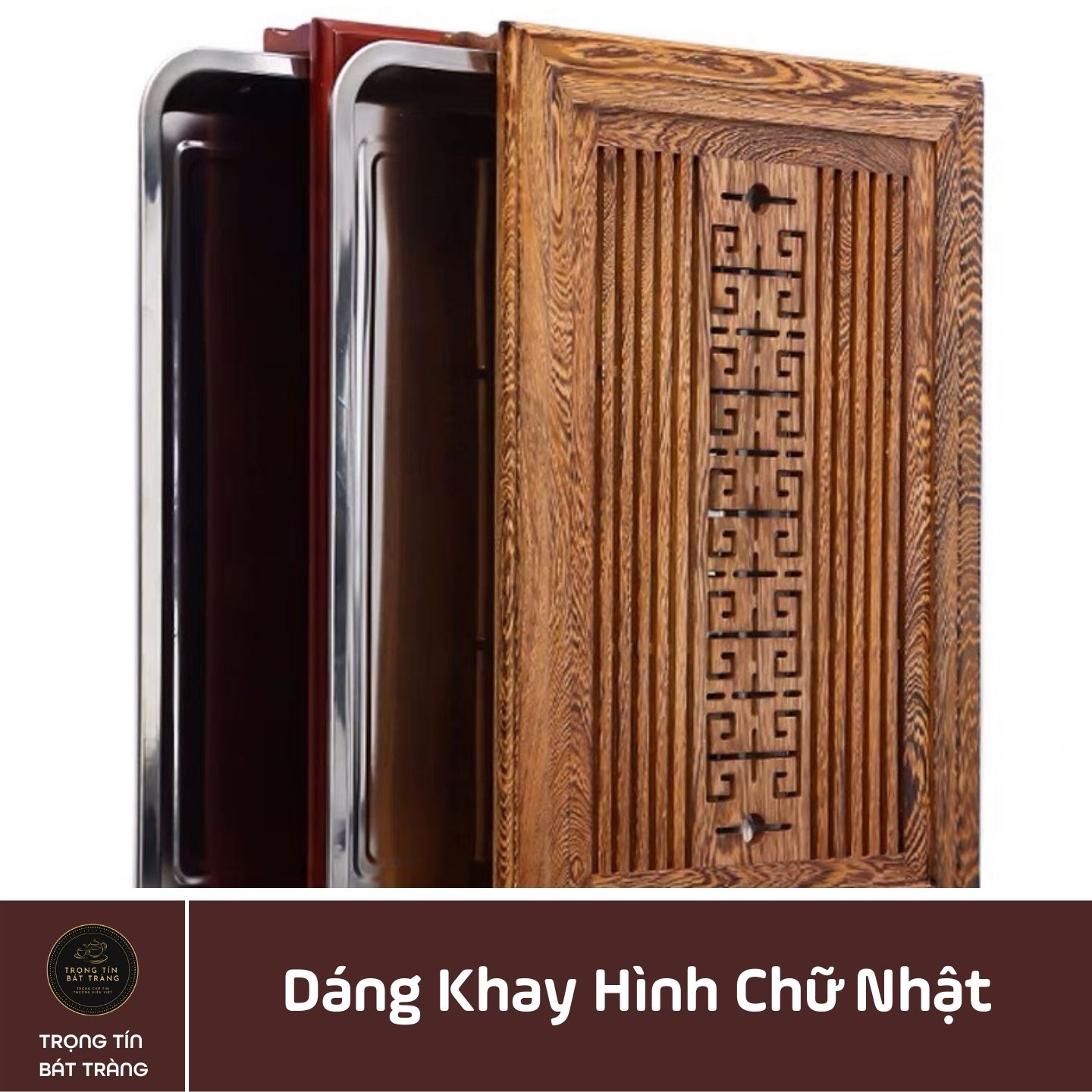 KT 32 Khay Trà Tre Cao Cấp  Chữ Nhật Kích Thước 52*37*7.5