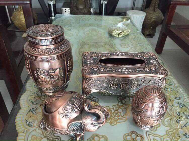 Hộp đựng giấy kèm gạt tàn, lọ tăm, hộp đựng trà - Decor trang trí để bàn