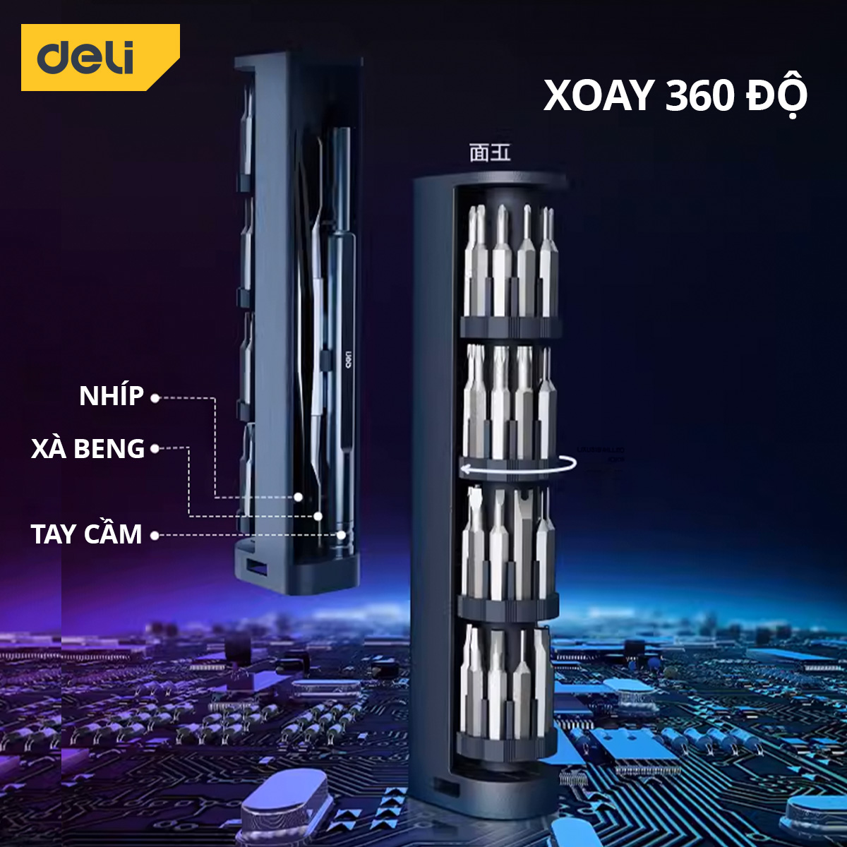 Bộ Tuốc Nơ Vít 34 Trong 1 DELI TOOLS - Tua Vít Sửa Chữa Điện Thoại, Máy Tính Bảng, Máy Ảnh