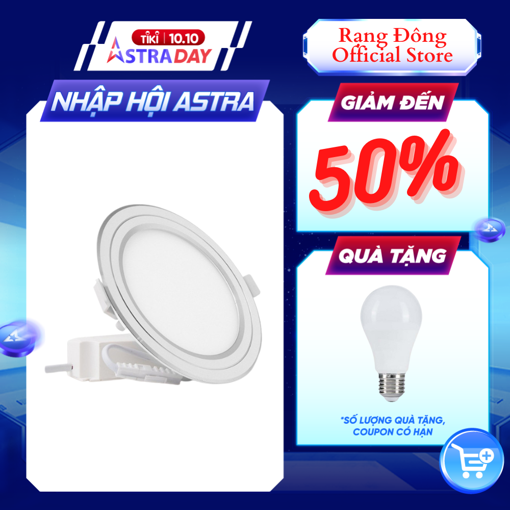 Đèn âm trần Downlight Đổi màu Viền Bạc D AT10L ĐM 110 9W