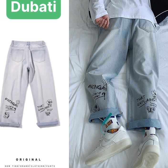 QUẦN JEAN BAGGY NAM CHẤT BÒ XANH ỐNG RỘNG DÀI THÊU CHÂN SAU NHẬT BATN THOÁNG MÁT- DB 0566- DUBATI FASHION