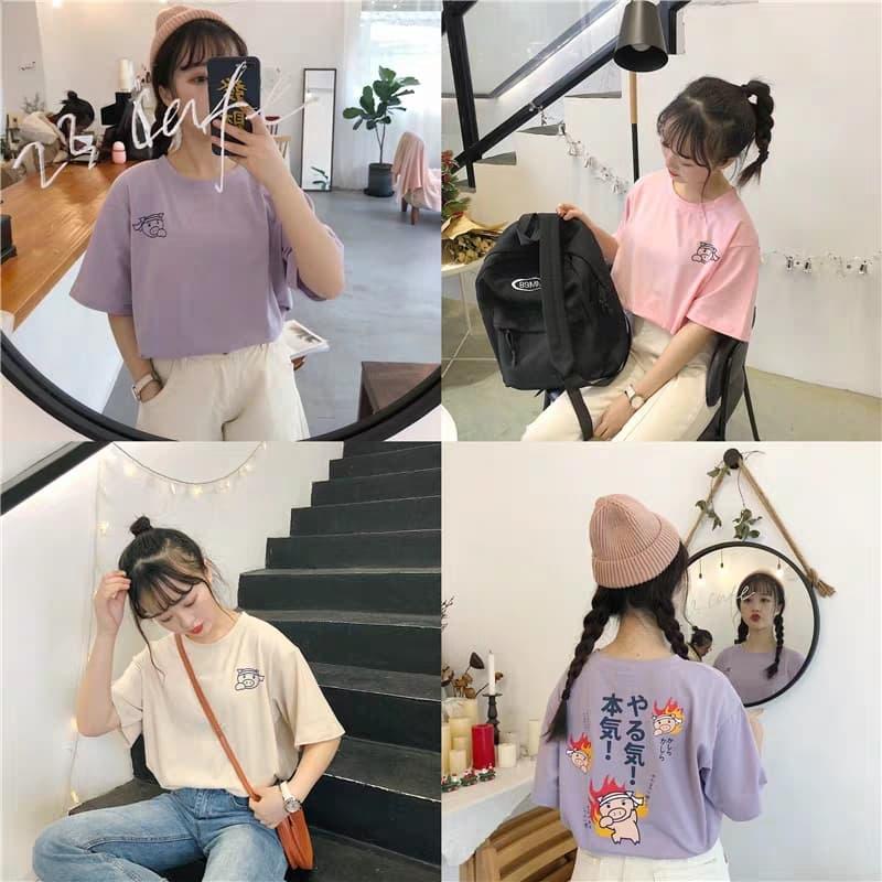 Áo Thun Nam Nữ Tay Lỡ Nam Nữ Unisex HOẠT HÌNH PIG