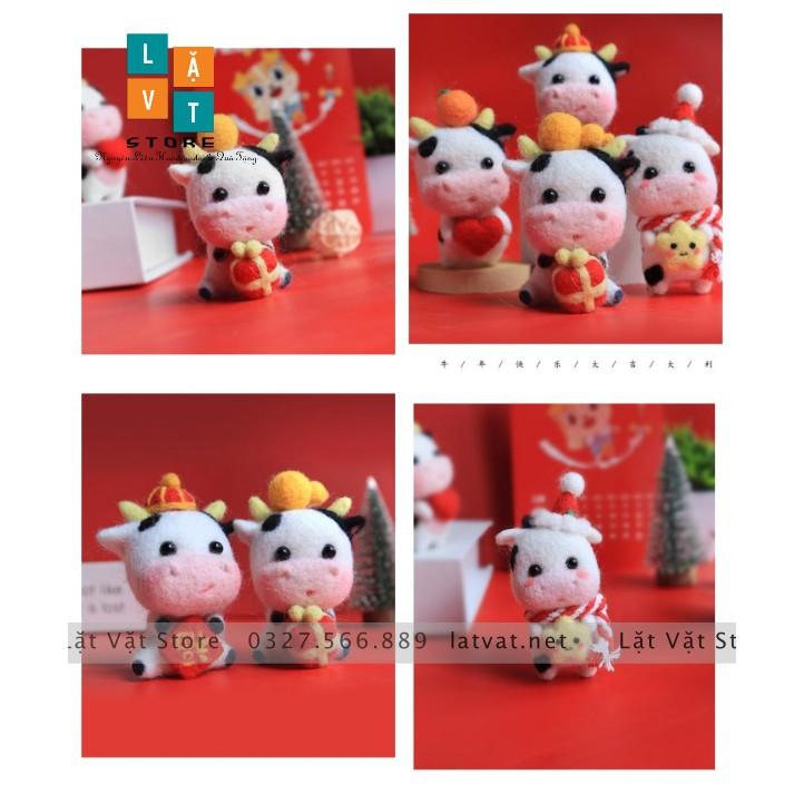 BỘ LEN CHỌC BÒ BƯỚNG BỈNH ĐÁNG YÊU - needle felting len chọc đơn giản cho người mới bắt đầu