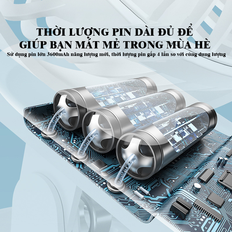 Quạt Mini kẹp bàn Tích Điện, êm ái, an toàn- D1394