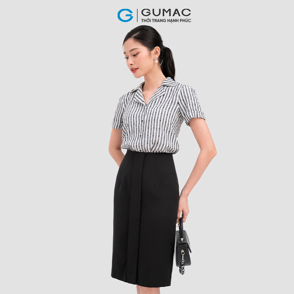 Áo sơ mi GUMAC AC11037 tay ngắn sọc đứng thanh lịch