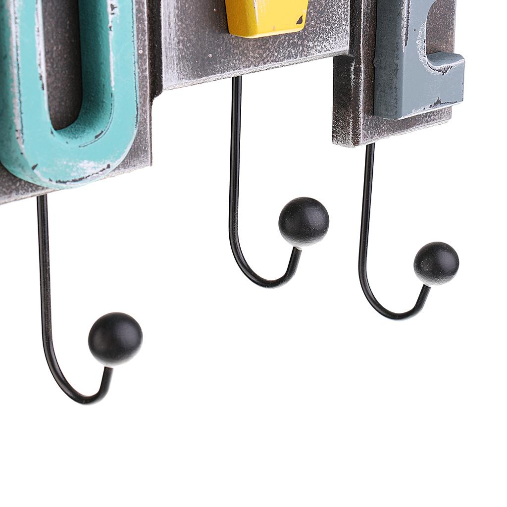 Creative LOVE Wall Mounted Wooden Key Hook Clothes Holder Hanger Decor Gifts