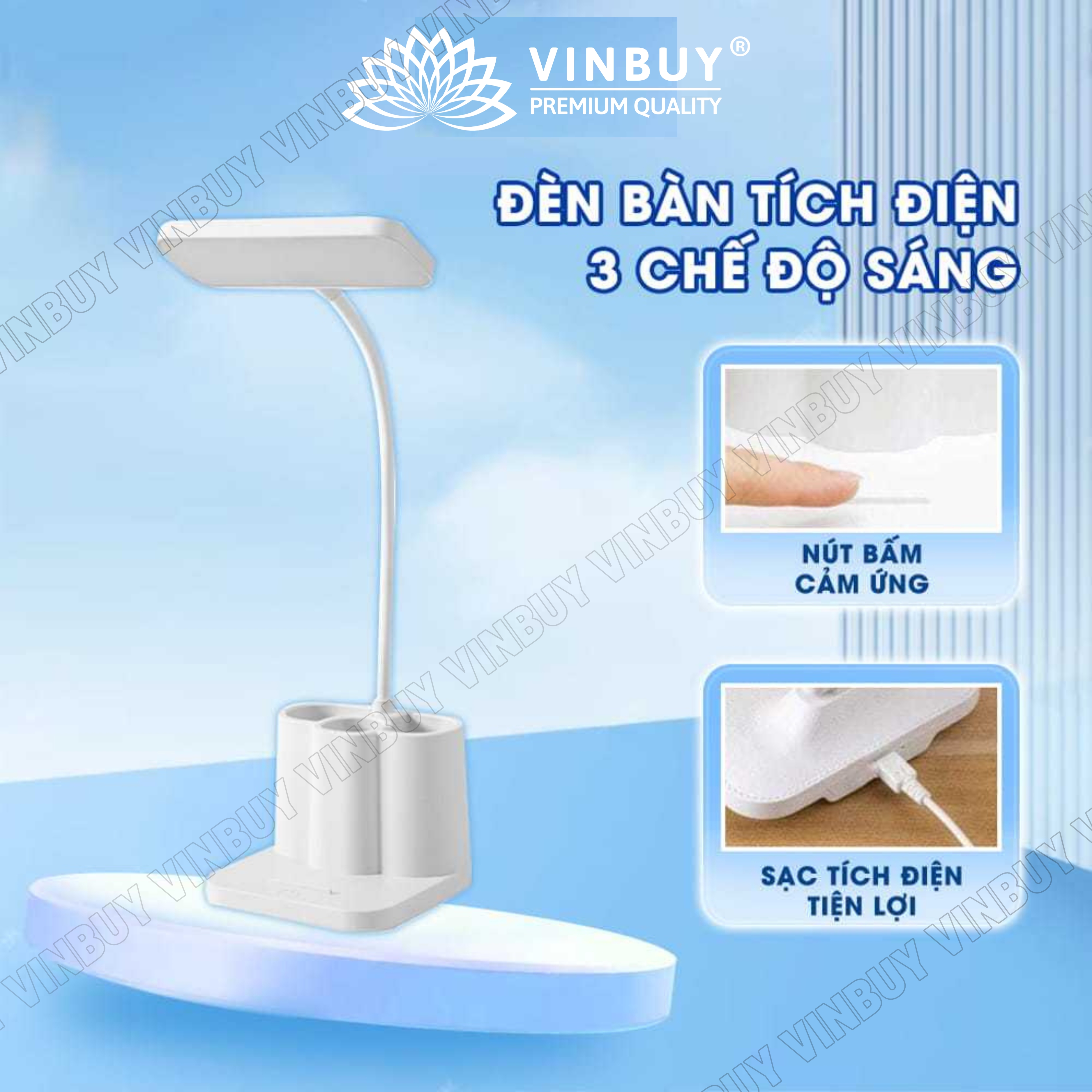 Đèn Học Để Bàn Chống Cận Thị, Đèn Bàn Led Tích Điện Đa Năng 3 Chế Độ Ánh Sáng Hỗ Trợ Đọc Sách, Làm Việc, Decor, Có Pin 4000mah - Hàng Chính Hãng - VinBuy