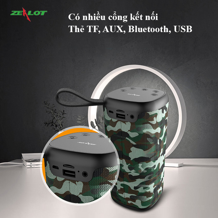 Loa bluetooth Zealot không dây di động ngoài trời âm thanh siêu trầm nghe nhạc cực hay hàng chính hãng