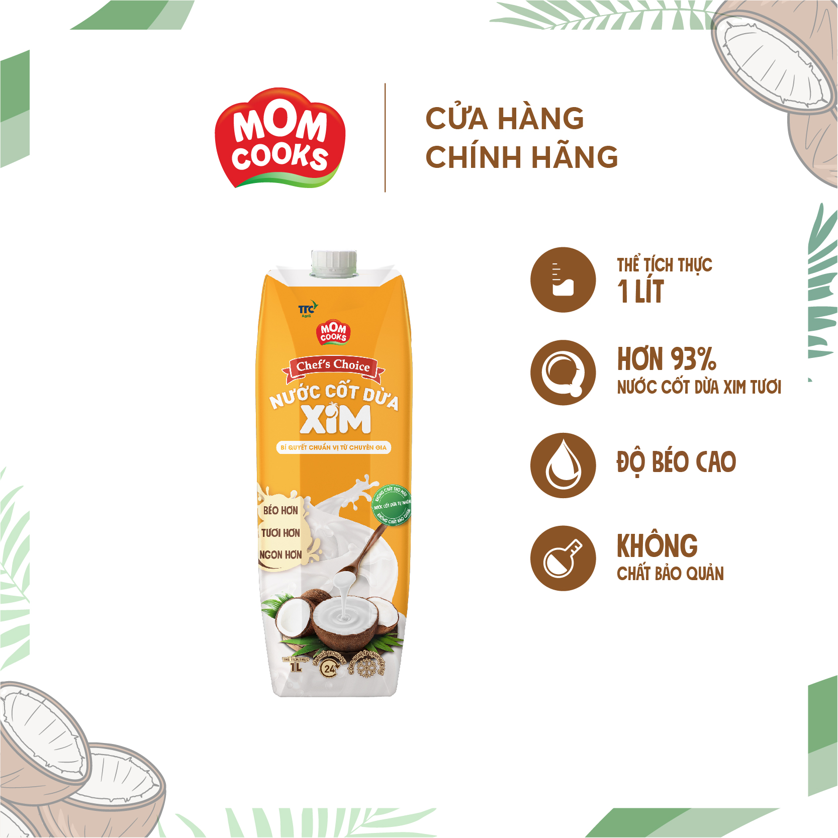 Nước Cốt Dừa XIM Chef's Choice - Mom Cooks 1L/hộp