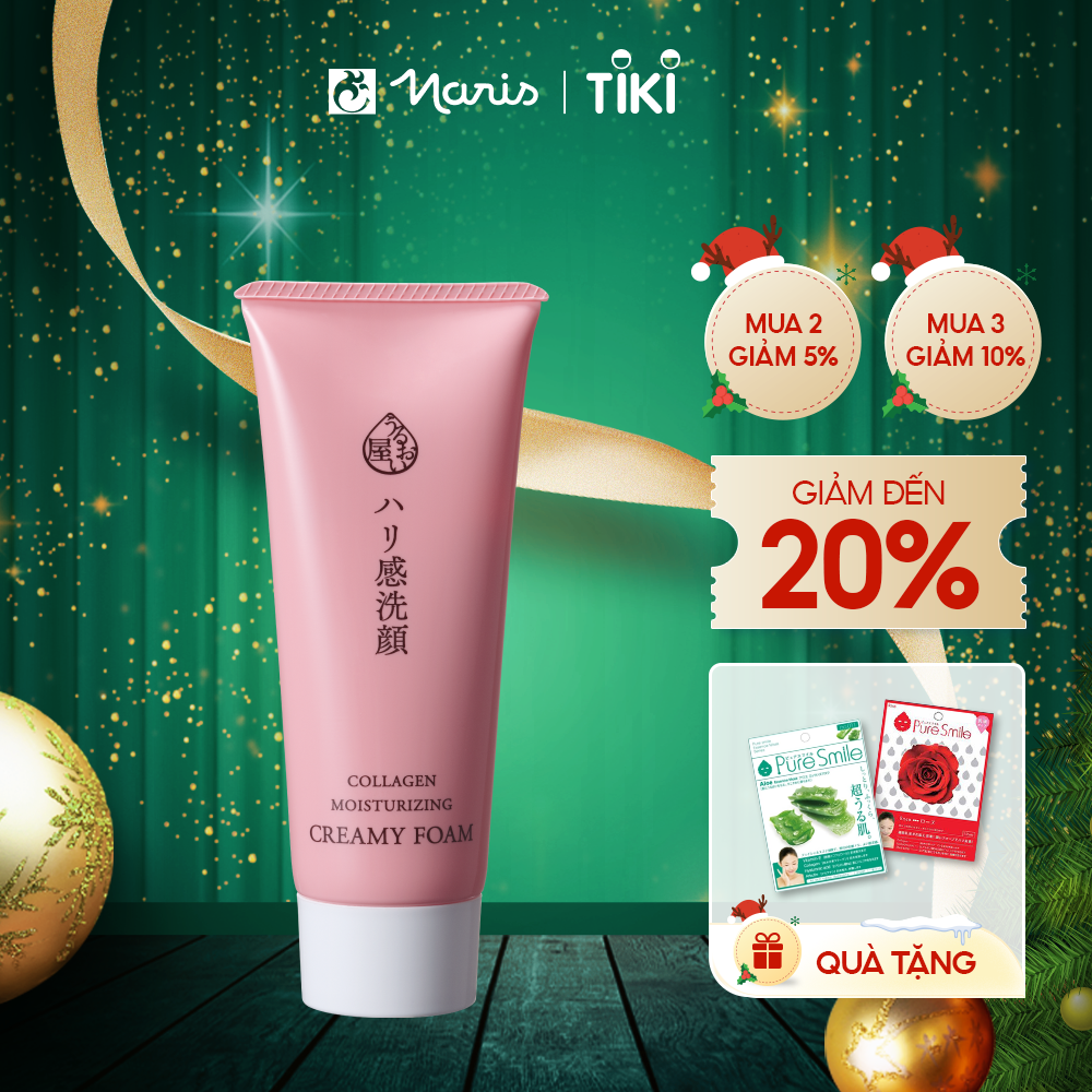 Sữa Rửa Mặt Và Tẩy Trang Chống Lão Hóa Naris Uruoi Ya Collagen Moisturizing Creamy Foam 100G