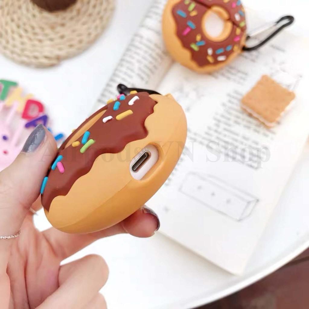 Bao Case Ốp dành cho Airpods 1/2 bánh Donut silicon 3d cao cấp