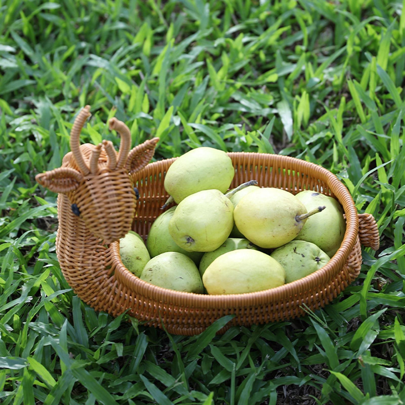 Rattan Fruit Basket Food Serving Basket Kitchen Organizer Snack Serving Bowl