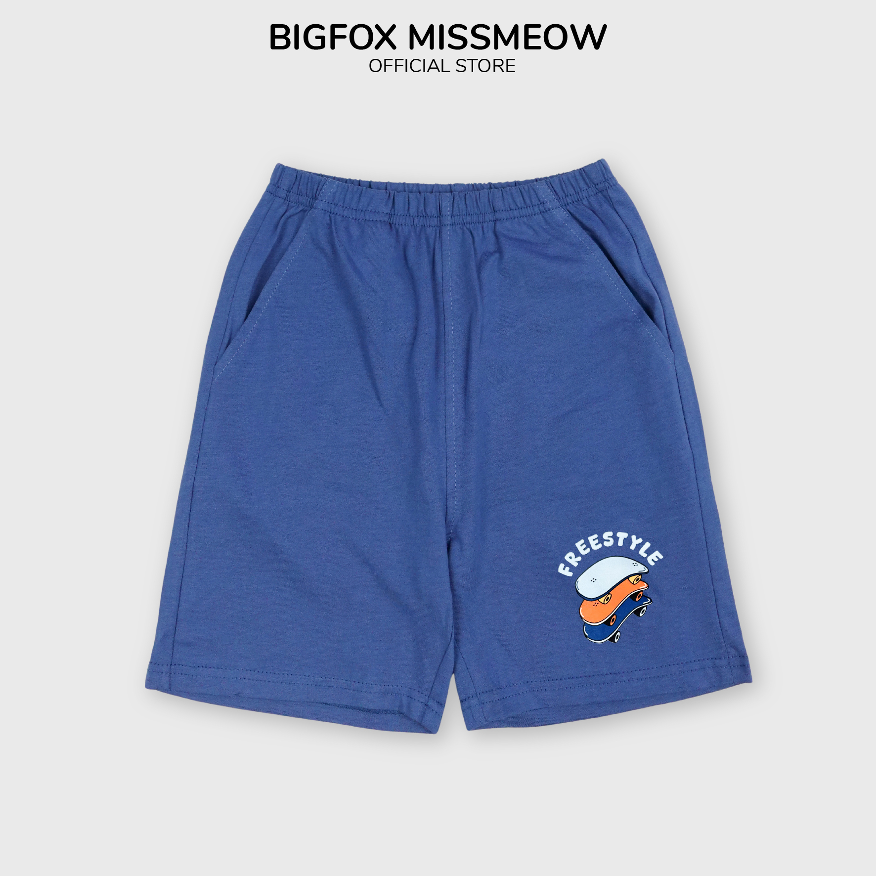 Quần sooc cho bé trai Bigfox Miss Meow shorts đùi chất cotton size đại 3,7,9,11 tuổi 30kg 40kg