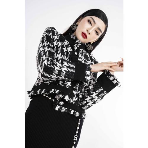 Áo Vest đen trắng vải TWEED SIXDO