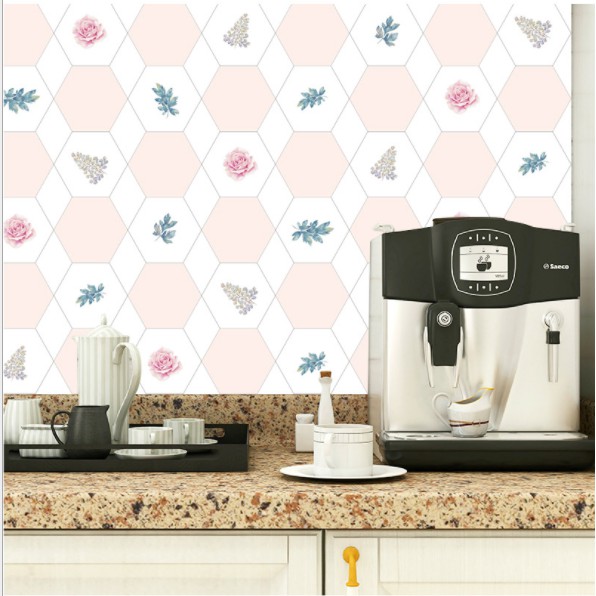 Combo 3 mét giấy dán bếp, decal dán bếp tráng nhôm HOA HỒNG khổ 60cm có keo sẵn
