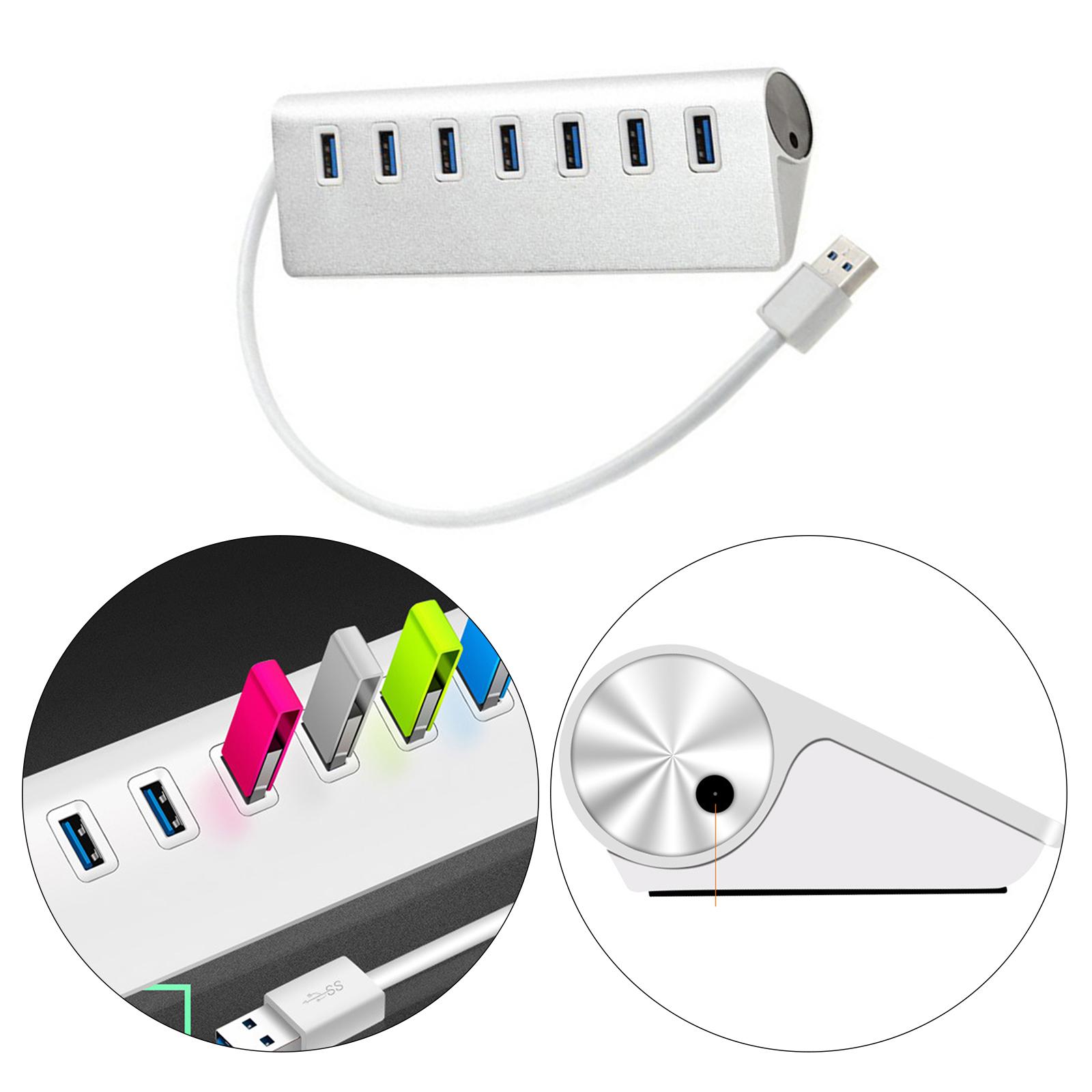 USB HUB 3.0 Splitter 7 Port with Universal 5V AC Adapter for PC Flash Drive