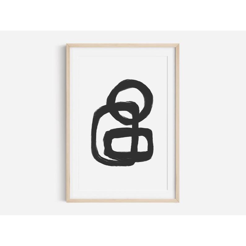 Tranh in cao cấp | Tranh nghệ thuật trừu tượng - Black Abstract Art Print, Black and White Abstract Art 02