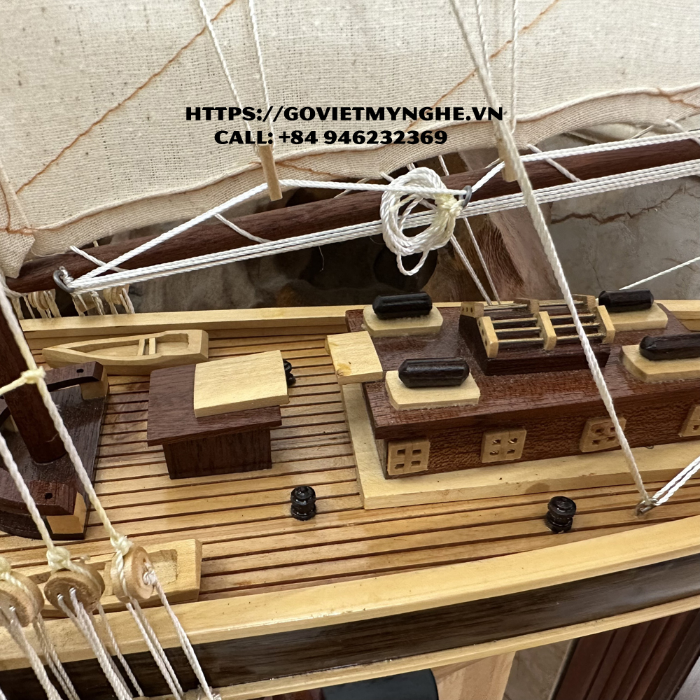 Mô hình du thuyền gỗ trang trí du thuyền Bluenose - Quà tặng thủ công mỹ nghệ trang trí-Thân tàu dài 60cm -Gỗ tự nhiên