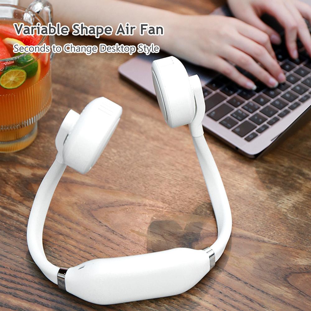 Quạt cổ rảnh tay làm mát 360 độ và lỗ thoát khí có thể xoay 180 độ với chất liệu silicone và ABS thân thiện với da