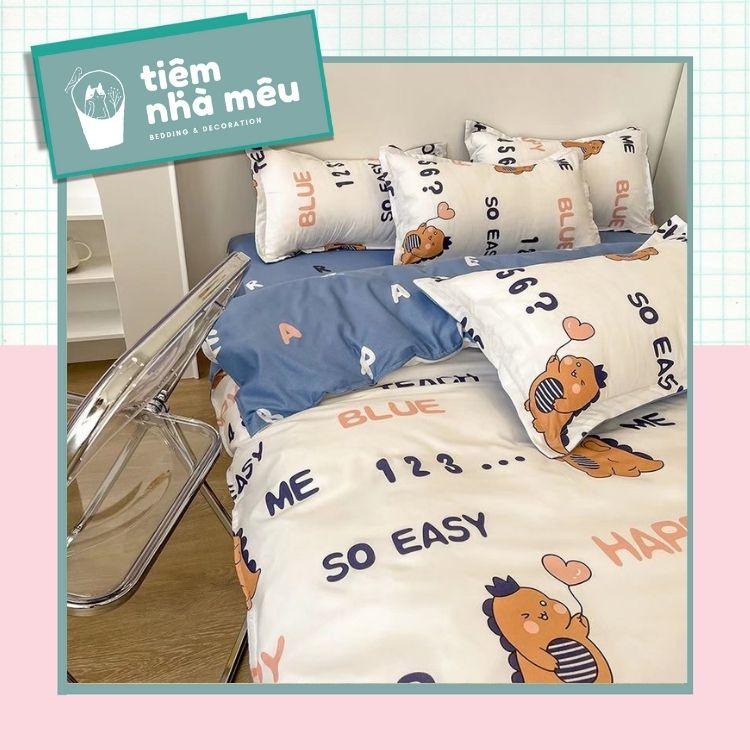 Bộ Chăn Ga Gối m6/m8/2m- Full SizeCotton 80% Vỏ Gối , Drap , Vỏ Chăn Hoạ Tiết Gấu Cute Tiệm Nhà Mêu Hàng Cao Cấp