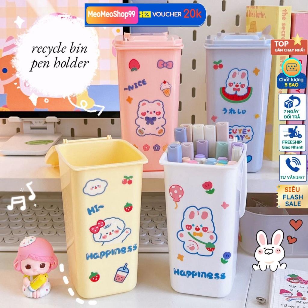 Ống Đựng Bút Nhựa Để Bàn Hình Thùng Rác Recycle Bin