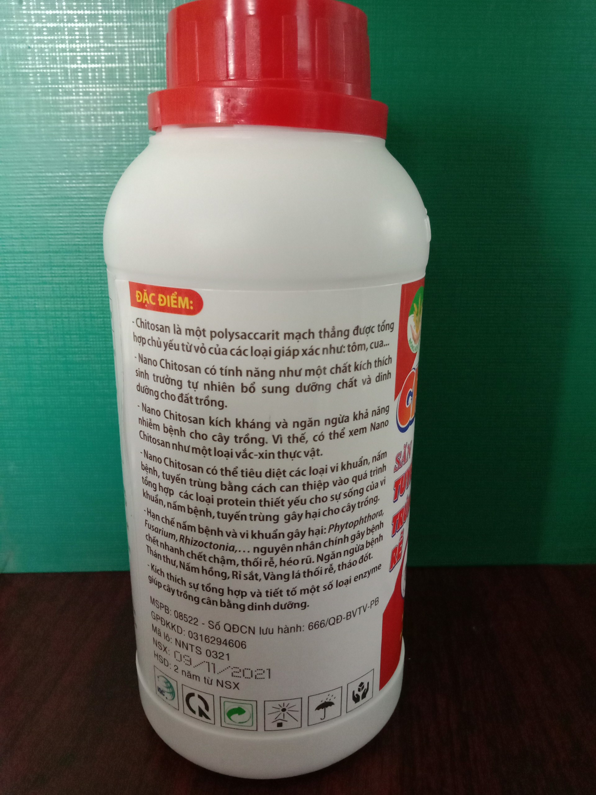NANO CHITOSAN’S 0,5 LÍT – KÍCH THÍCH HỆ MIỄN DỊCH CHO CÂY TĂNG HIỆU QUẢ SỬ DỤNG PHÂN BÓN PHÒNG – TRỪ NẤM BỆNH