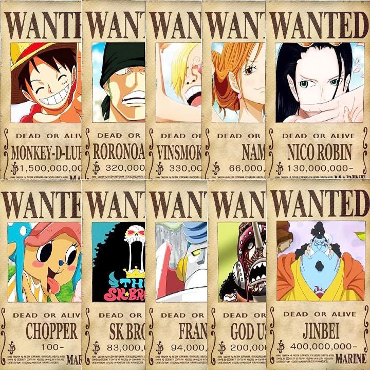 Lệnh truy nã nhân vật Onepiece wanted poster size A5 14x20cm