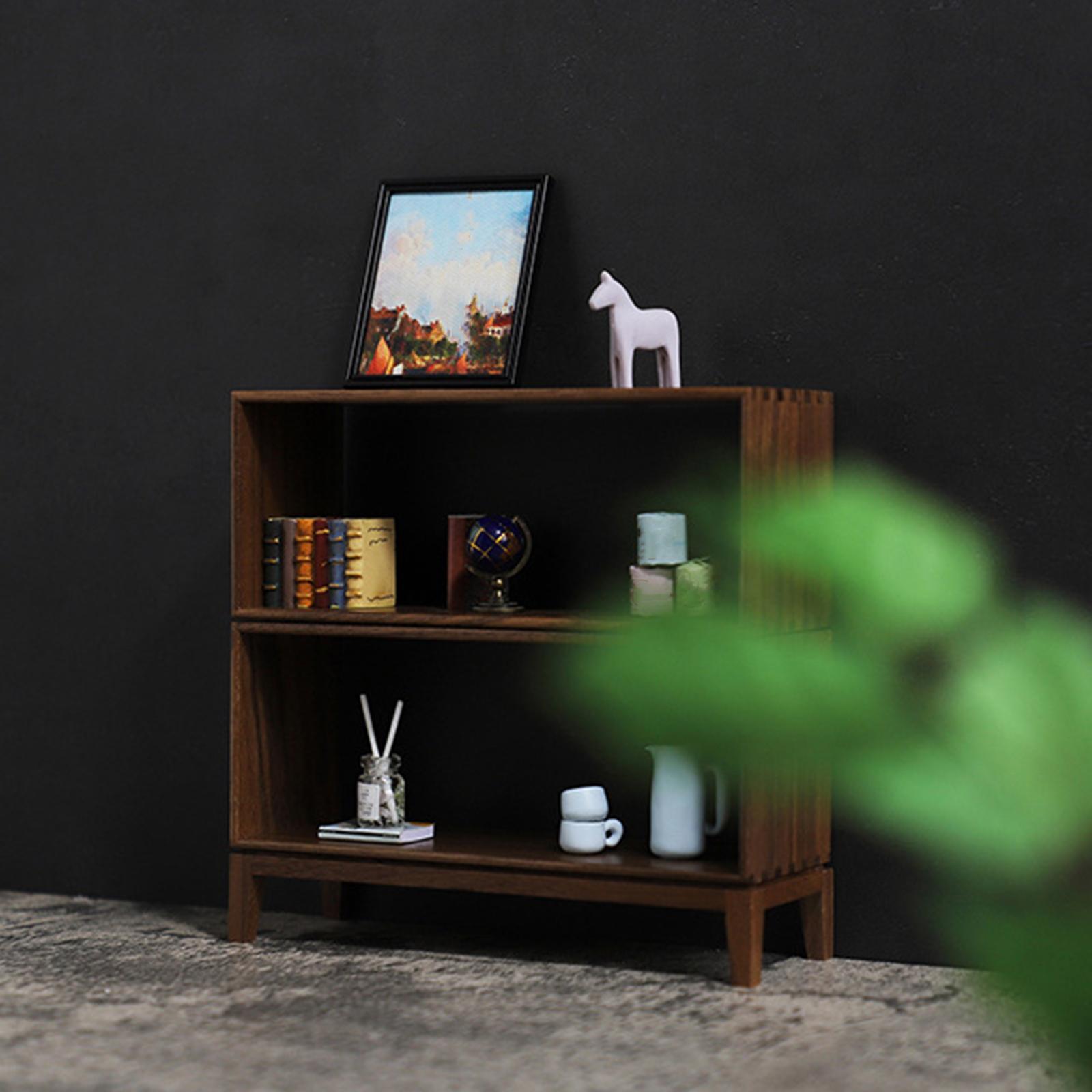 Dollhouse Cupboard Dollhouse Miniature Furniture Wooden DIY Accessory Dual Layer, DIY Model Combination Cabinet for Boys Girls Birthday Gifts