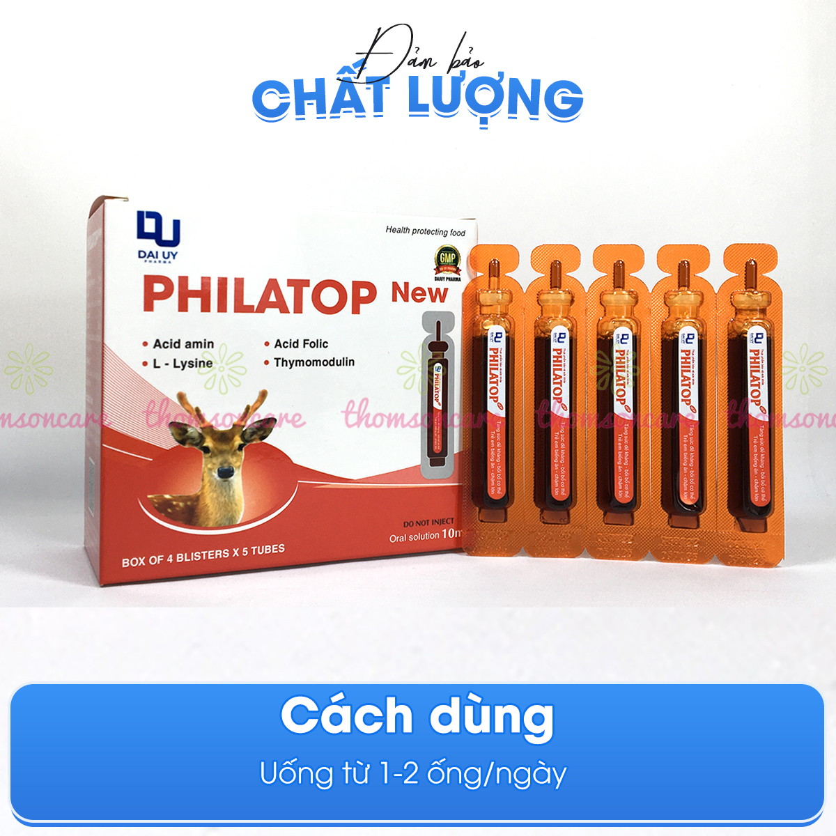 Philatop con hươu hộp 20 ống - dùng cho trẻ biếng ăn, chậm lớn, người già, tăng sức đề kháng, bổ sung chất đạm