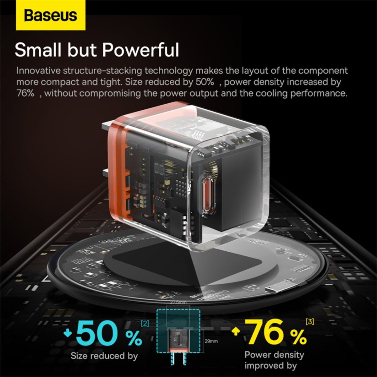 Củ sạc Baseus GaN5 Fast Charger (Mini) 1C 20W Amber Orange CCGP170007- Hàng Chính Hãng