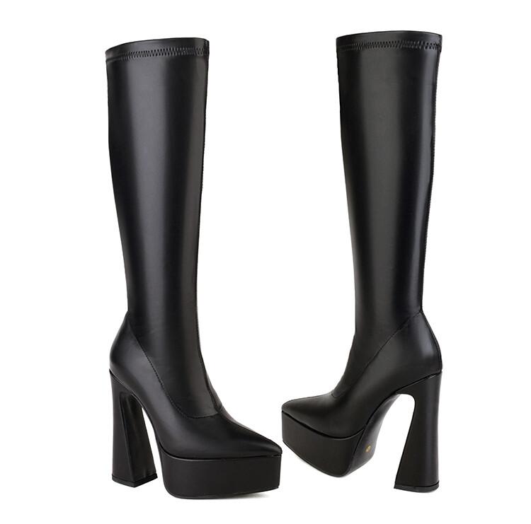 Boot ống cao dưới gối ÔM CHÂN THON DÁNG gót vuông 14cm GCC126