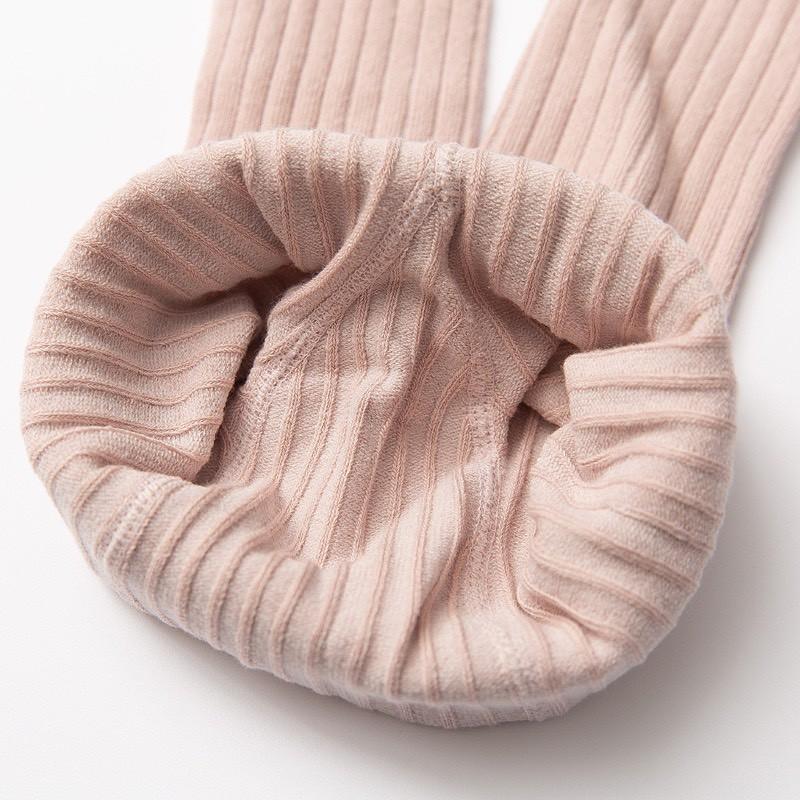 Quần tất cho bé, quần tất len mùa đông đính nơ màu trơn co giãn 4 chiều cho bé gái Xu Xu Kids size từ 3m đến 6 tuổi