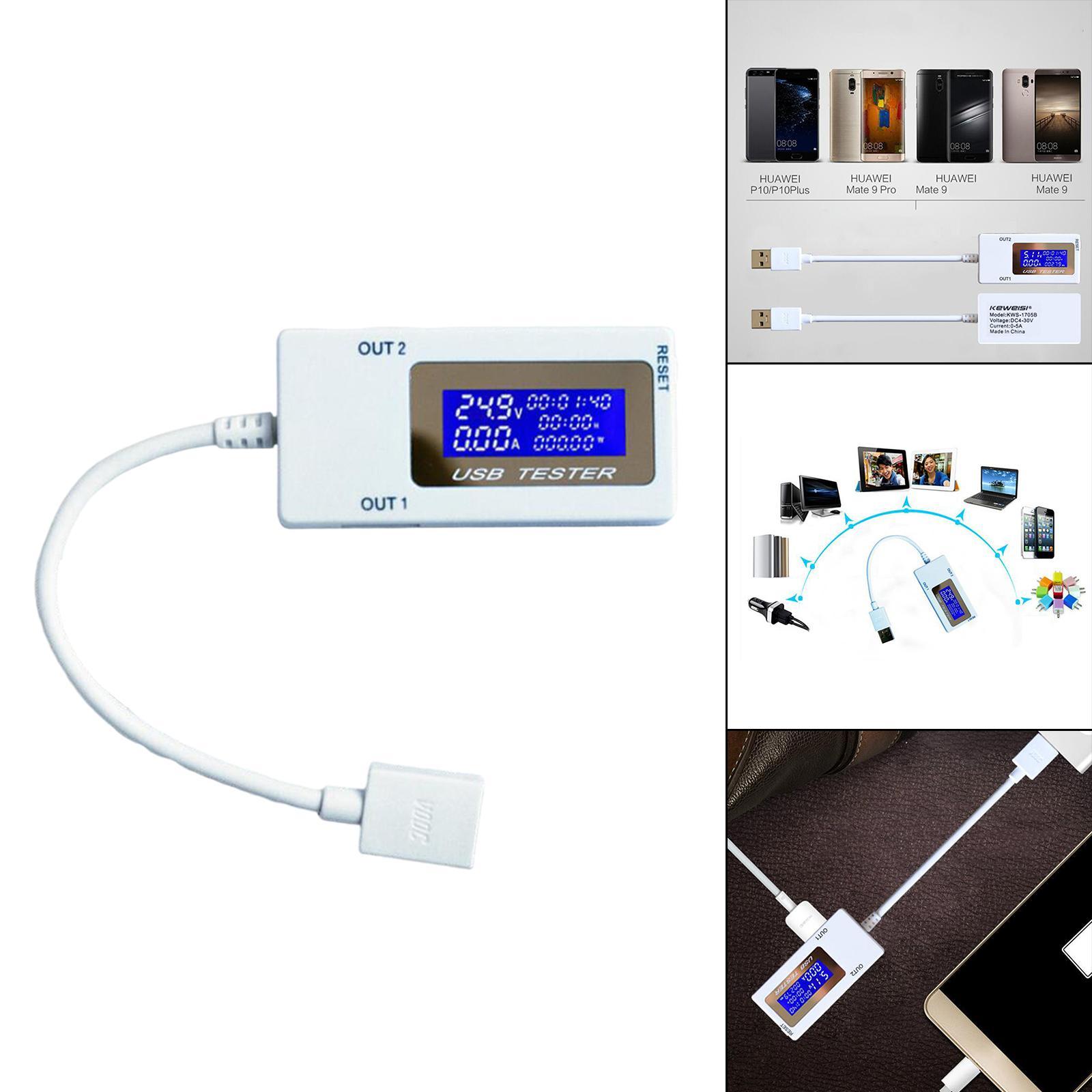 USB Current Voltage Capacity Multimeter Double Row Shows Ammeter