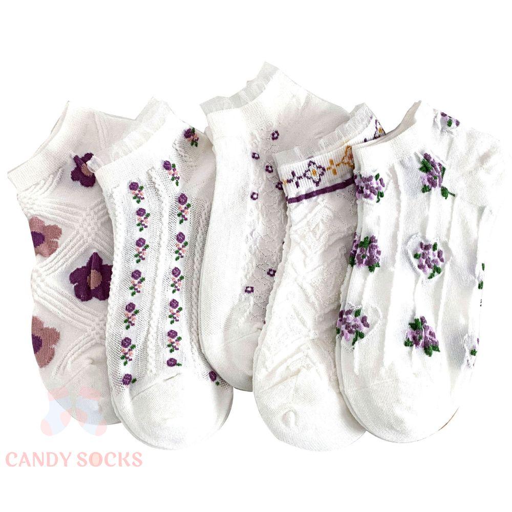 Tất nữ vớ nữ cổ thấp, Set 5 đôi tất nữ phong cách Hàn Quốc, co dãn 4 chiều, chất liệu cotton Hàn cao cấp TN-214