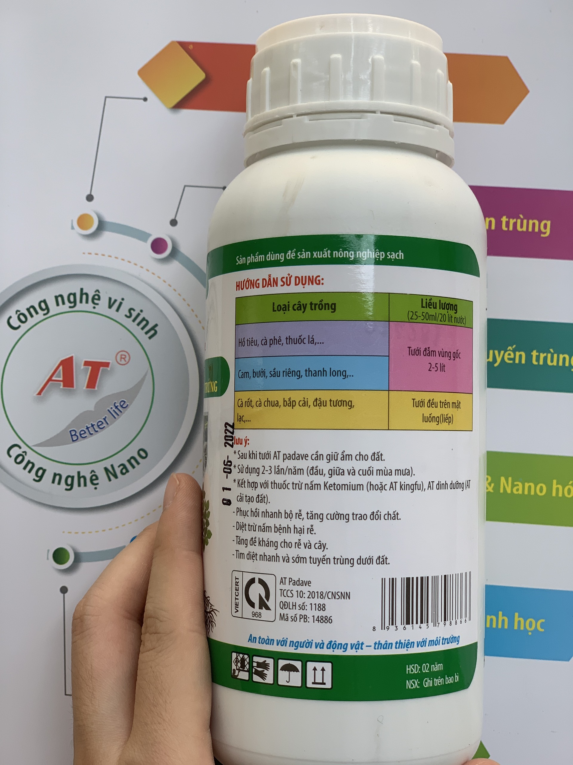 Thuốc Đặc Trị Tuyến Trùng Triệt Để Từ Trứng Và Ấu Trùng Không Ảnh Hưởng Đến Giun Đất - AT Padave 500ml