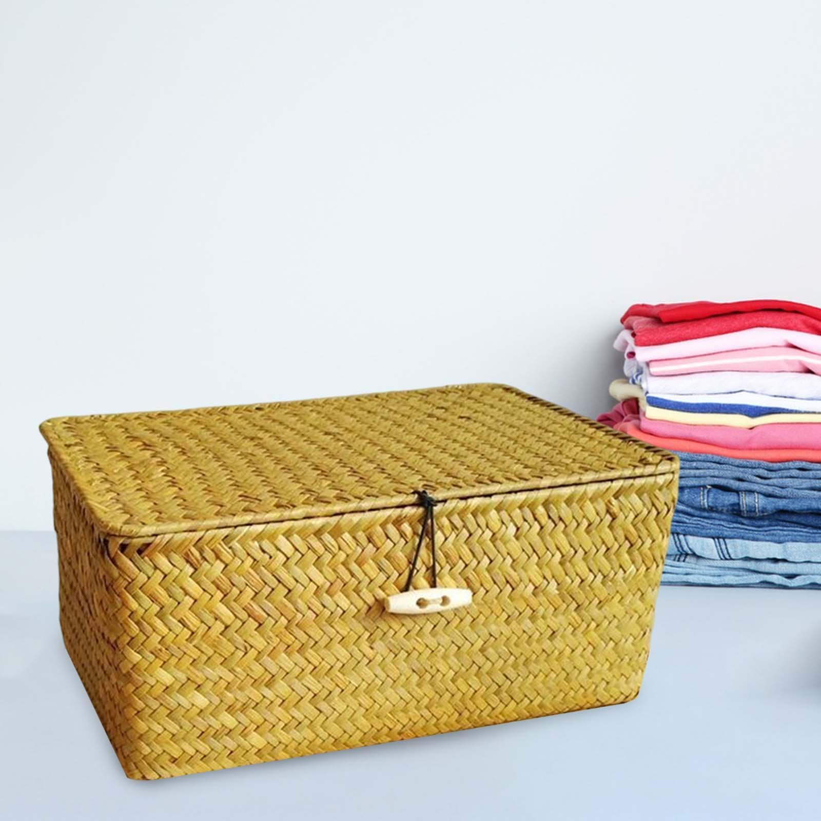 Rectangular Natural Seagrass Storage Basket Seagrass Organizer for Clothes