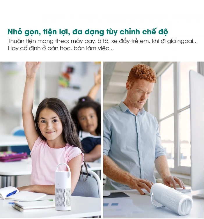 Máy lọc không khí ô tô di động Mini, Khử Mùi ô tô, Tạo Ion Âm