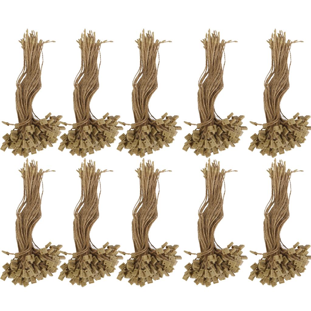 Jute Plastic Price Label Tag Strip Line For Clothes Goods 1000Pcs Brown