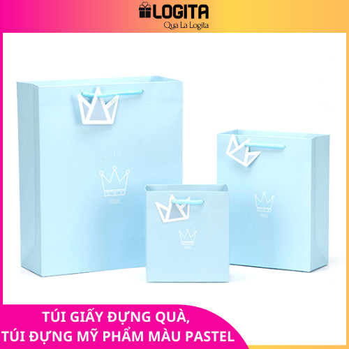 Túi Giấy Đựng Quà Sinh Nhật, Túi Giấy Đựng Mỹ Phẩm Cao Cấp Màu Pastel Nhẹ Nhàng, Tinh Tế - Size Vừa 22,5x17,5x8cm