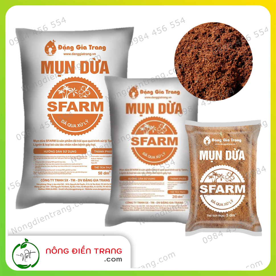 Giá Thể Mụn Dừa Đã Qua Xử li Sfarm - Xơ Dừa Trồng Cây Đã Qua Xử Lí