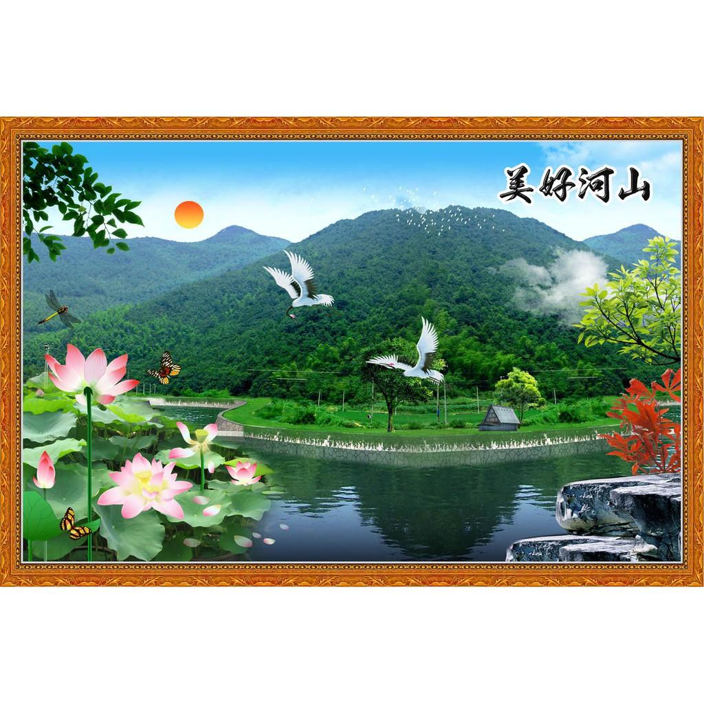 Tranh dán tường 3D phong thủy - thác nước