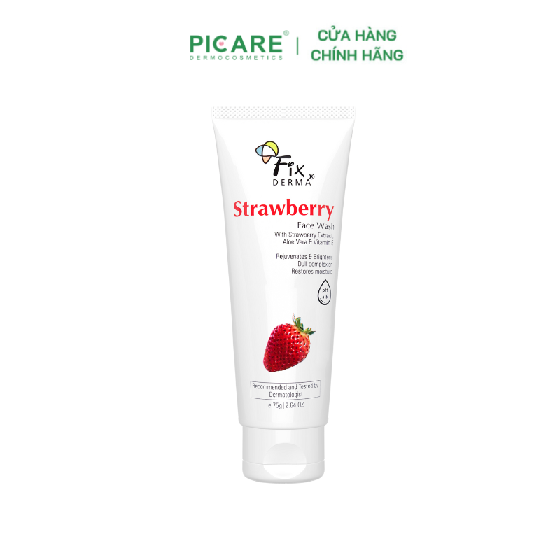 Sưa Rưa Măt Fixderma Chiết Xuất Dâu Tây Strawberry Face Wash 75G