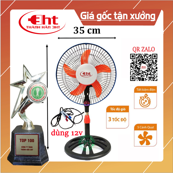 Quạt Kẹp Bình 12V Công Nghiệp B3 Lổ Cắm 5.5 ly 3 Tốc Độ Gió Chạy Trực Tiếp NLMT. HÀNG CHÍNH HÃNG