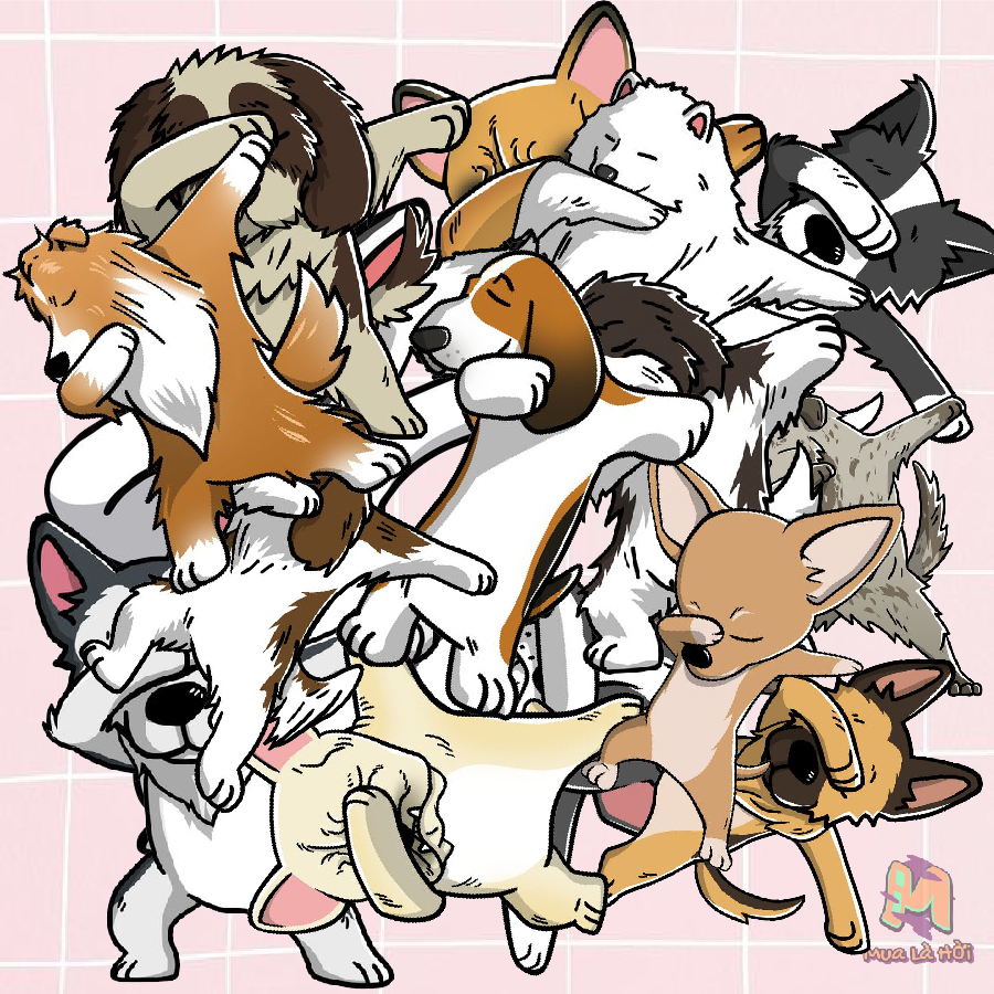 Miếng dán Stickers in hình các loài chó