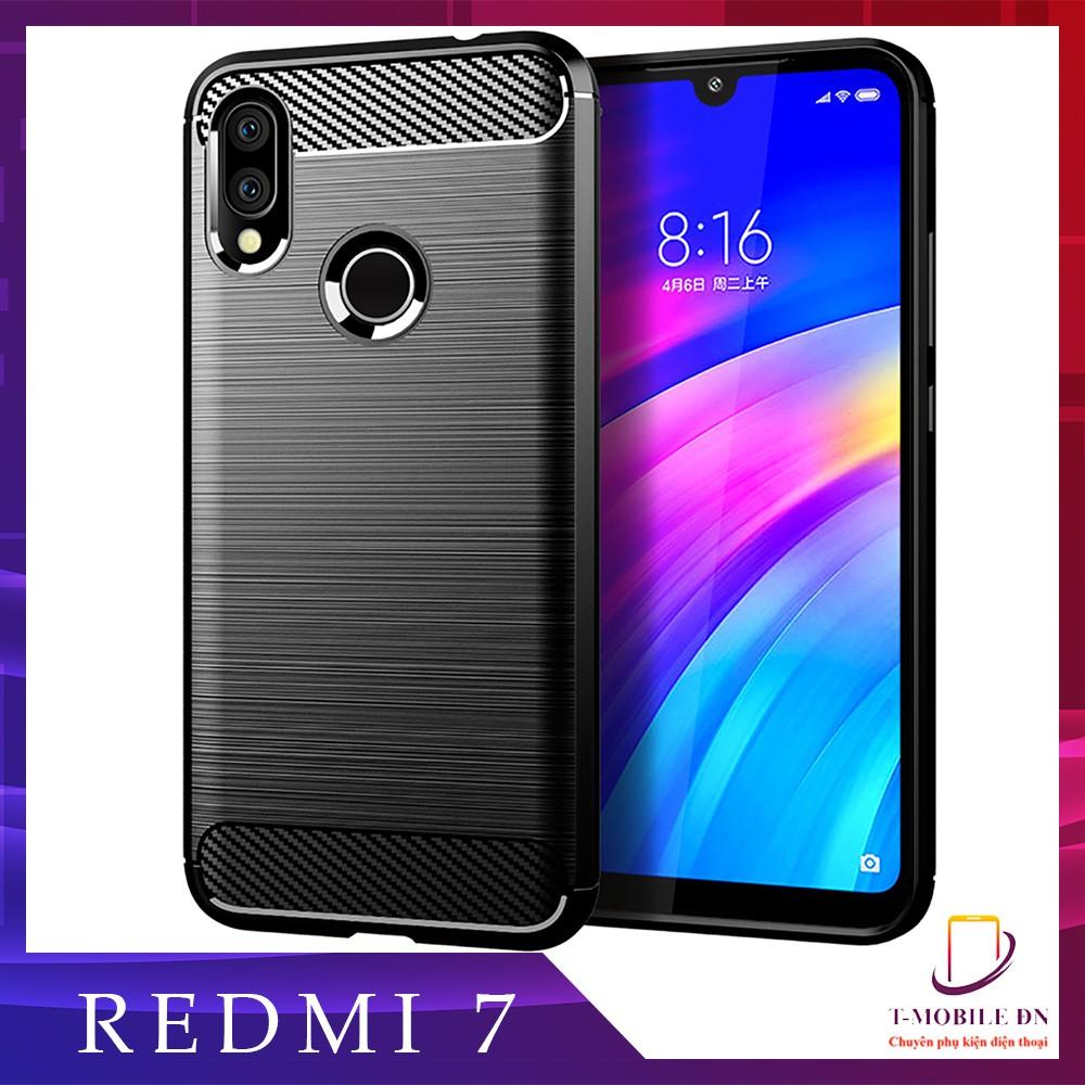 Ốp lưng cho Xiaomi Redmi 7 dẻo Carbon phay xước chống sốc chống vân tay