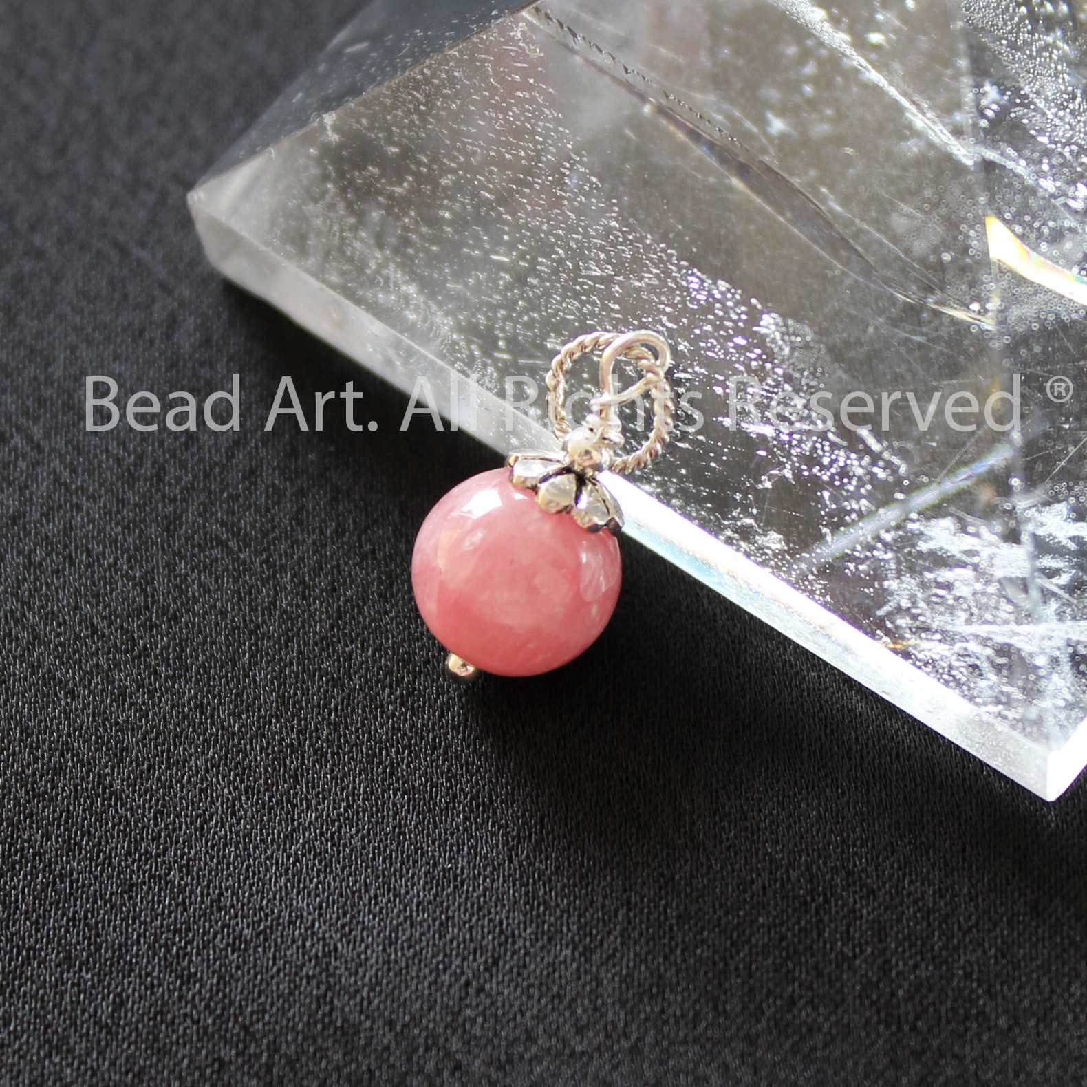 Mặt Dây Chuyền Đá Đào Hoa Tự Nhiên Màu Hồng, Rhodochrosite Loại AA Và Bạc 925, Trang Sức Phong Thuỷ, Mệnh Hoả, Thổ - Bead Art